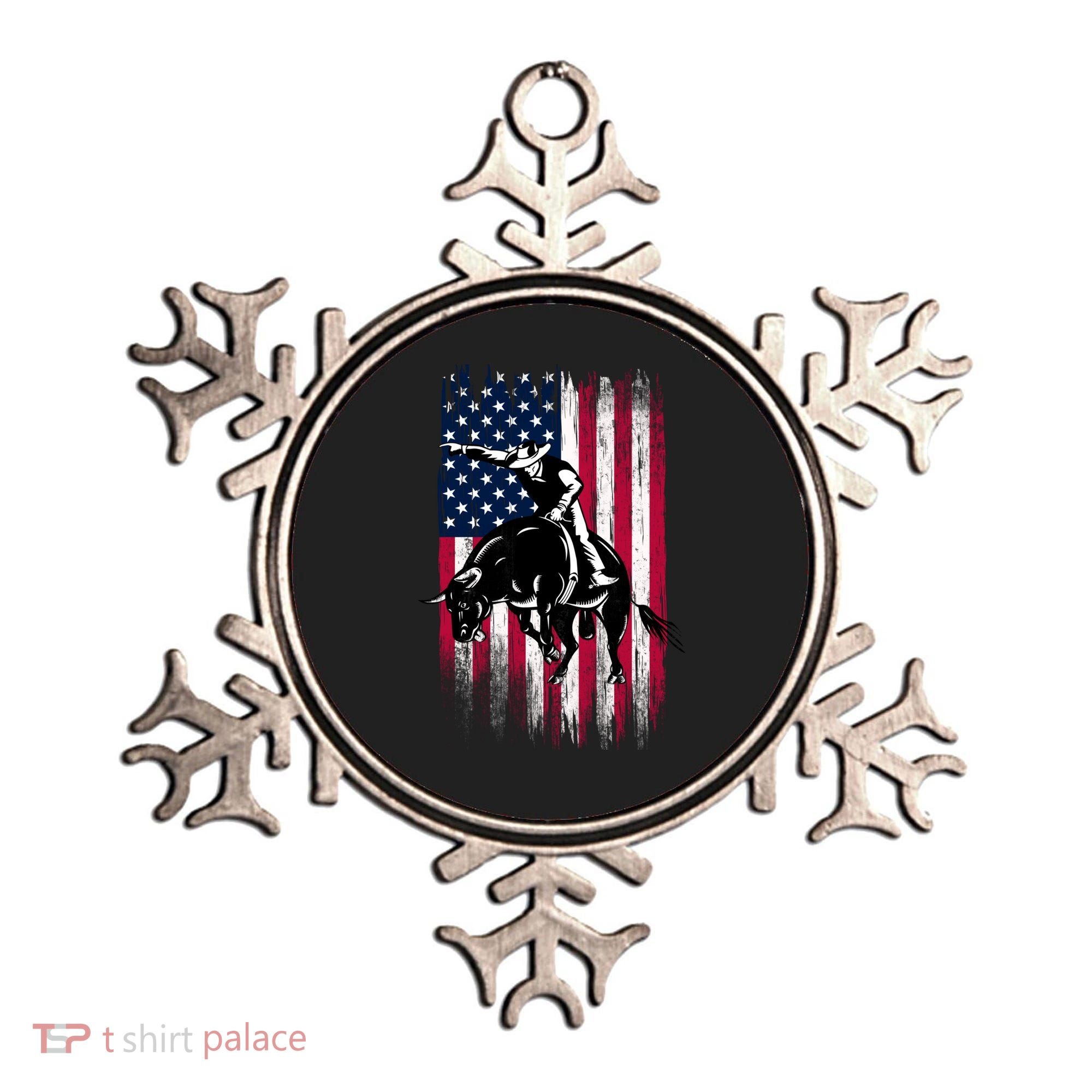 Rodeo Bull Rider Patriotic American Flag Cowboys Ornament