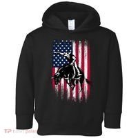 Rodeo Bull Rider Patriotic American Flag Cowboys Toddler Hoodie thumb 0