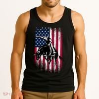Rodeo Bull Rider Patriotic American Flag Cowboys Tank Top thumb 3