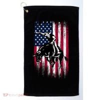Rodeo Bull Rider Patriotic American Flag Cowboys Golf Towel thumb 0