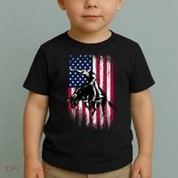 Rodeo Bull Rider Patriotic American Flag Cowboys Toddler T-Shirt thumb 2