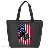 Rodeo Bull Rider Patriotic American Flag Cowboys Tote Bag thumb 0