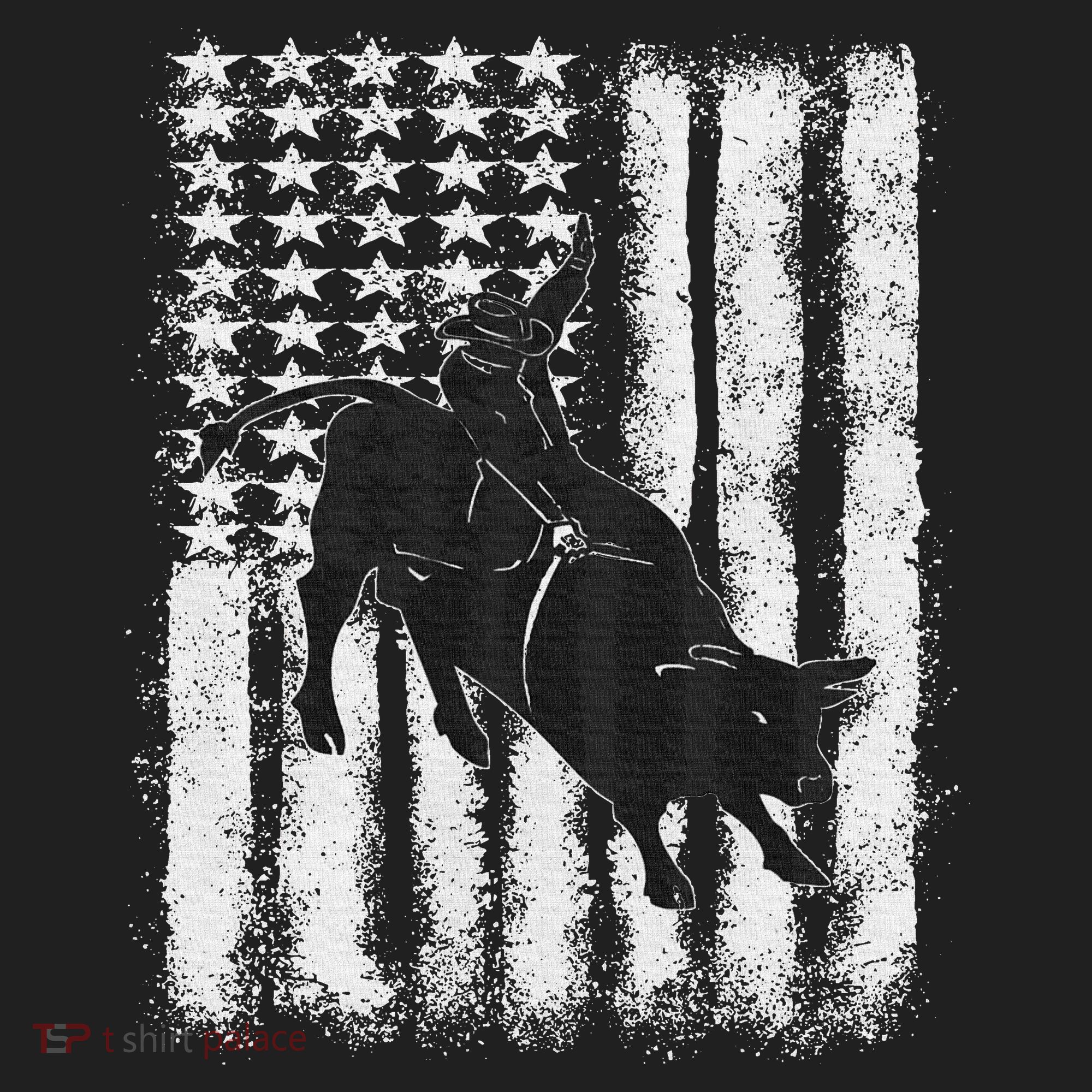 Rodeo Bull Riding Distressed Grunge American Flag Keepsake Women's Sweatshirt