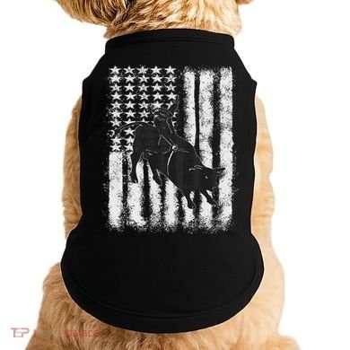 Rodeo Bull Riding Distressed Grunge American Flag Keepsake Doggie Tank