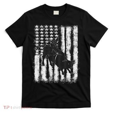 Rodeo Bull Riding Distressed Grunge American Flag Keepsake T-Shirt