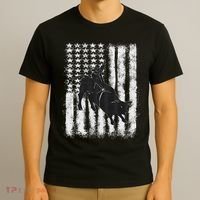 Rodeo Bull Riding Distressed Grunge American Flag Keepsake T-Shirt thumb 3