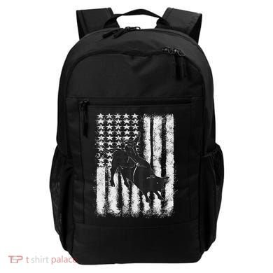 Rodeo Bull Riding Distressed Grunge American Flag Keepsake Backpack