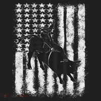 Rodeo Bull Riding Distressed Grunge American Flag Keepsake Beanie thumb 2
