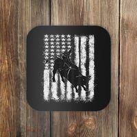 Rodeo Bull Riding Distressed Grunge American Flag Keepsake Coaster thumb 0