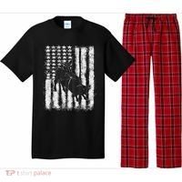 Rodeo Bull Riding Distressed Grunge American Flag Keepsake Pajama Set thumb 0