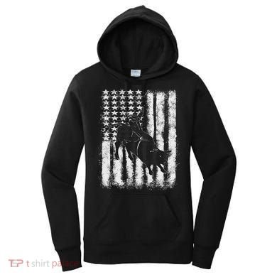 Rodeo Bull Riding Distressed Grunge American Flag Keepsake Women's Hoodie