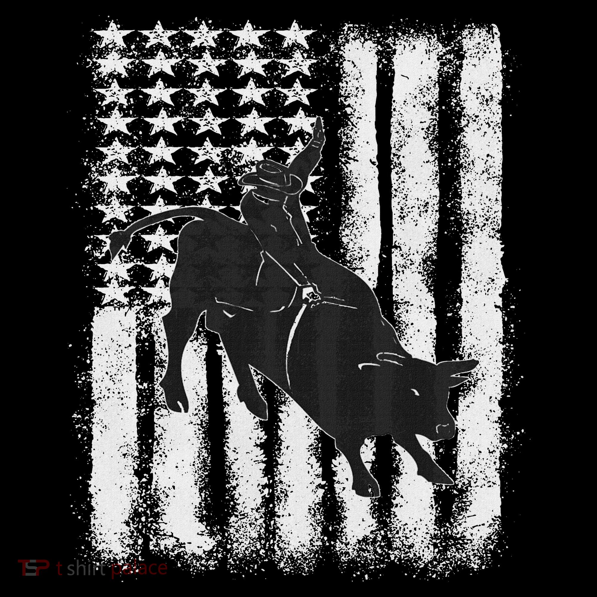 Rodeo Bull Riding Distressed Grunge American Flag Keepsake Women's Hoodie