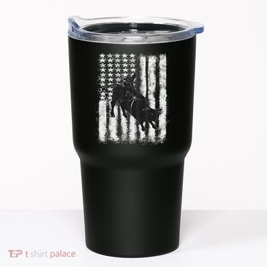 Rodeo Bull Riding Distressed Grunge American Flag Keepsake Tumbler