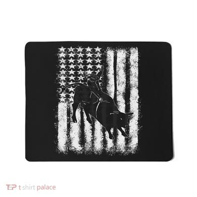 Rodeo Bull Riding Distressed Grunge American Flag Keepsake Mousepad