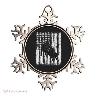 Rodeo Bull Riding Distressed Grunge American Flag Keepsake Ornament