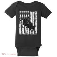 Rodeo Bull Riding Distressed Grunge American Flag Keepsake Baby Bodysuit thumb 0