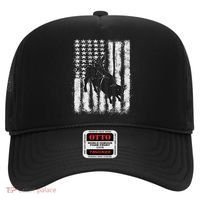 Rodeo Bull Riding Distressed Grunge American Flag Keepsake Hat thumb 0