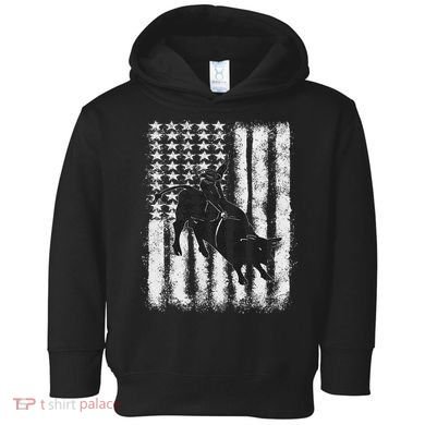 Rodeo Bull Riding Distressed Grunge American Flag Keepsake Toddler Hoodie