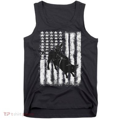 Rodeo Bull Riding Distressed Grunge American Flag Keepsake Tank Top