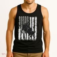 Rodeo Bull Riding Distressed Grunge American Flag Keepsake Tank Top thumb 3