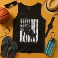 Rodeo Bull Riding Distressed Grunge American Flag Keepsake Tank Top thumb 4