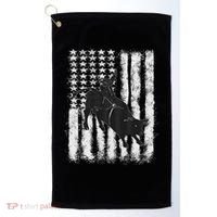Rodeo Bull Riding Distressed Grunge American Flag Keepsake Golf Towel thumb 0