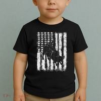 Rodeo Bull Riding Distressed Grunge American Flag Keepsake Toddler T-Shirt thumb 2