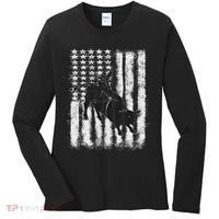 Rodeo Bull Riding Distressed Grunge American Flag Keepsake Women's Long Sleeve Shirt thumb 0