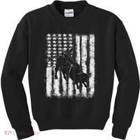 Rodeo Bull Riding Distressed Grunge American Flag Keepsake Kids Sweatshirt thumb 0