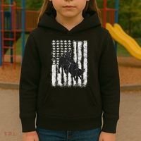 Rodeo Bull Riding Distressed Grunge American Flag Keepsake Kids Hoodie thumb 3