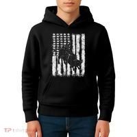 Rodeo Bull Riding Distressed Grunge American Flag Keepsake Kids Hoodie thumb 4