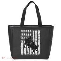 Rodeo Bull Riding Distressed Grunge American Flag Keepsake Tote Bag thumb 0