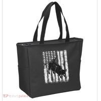 Rodeo Bull Riding Distressed Grunge American Flag Keepsake Tote Bag thumb 2