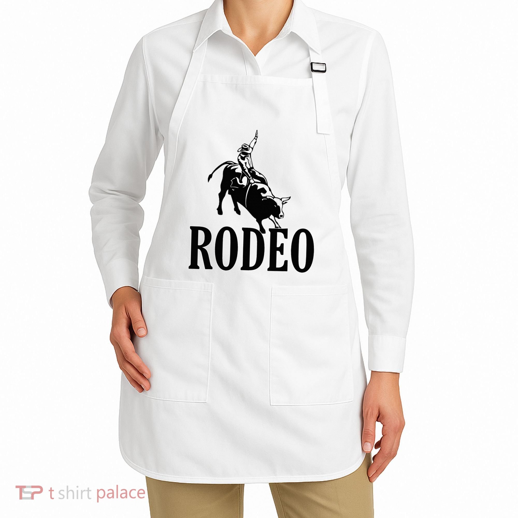Rodeo Bull Rider Cowboy Riding A Bull At The Rodeo Apron