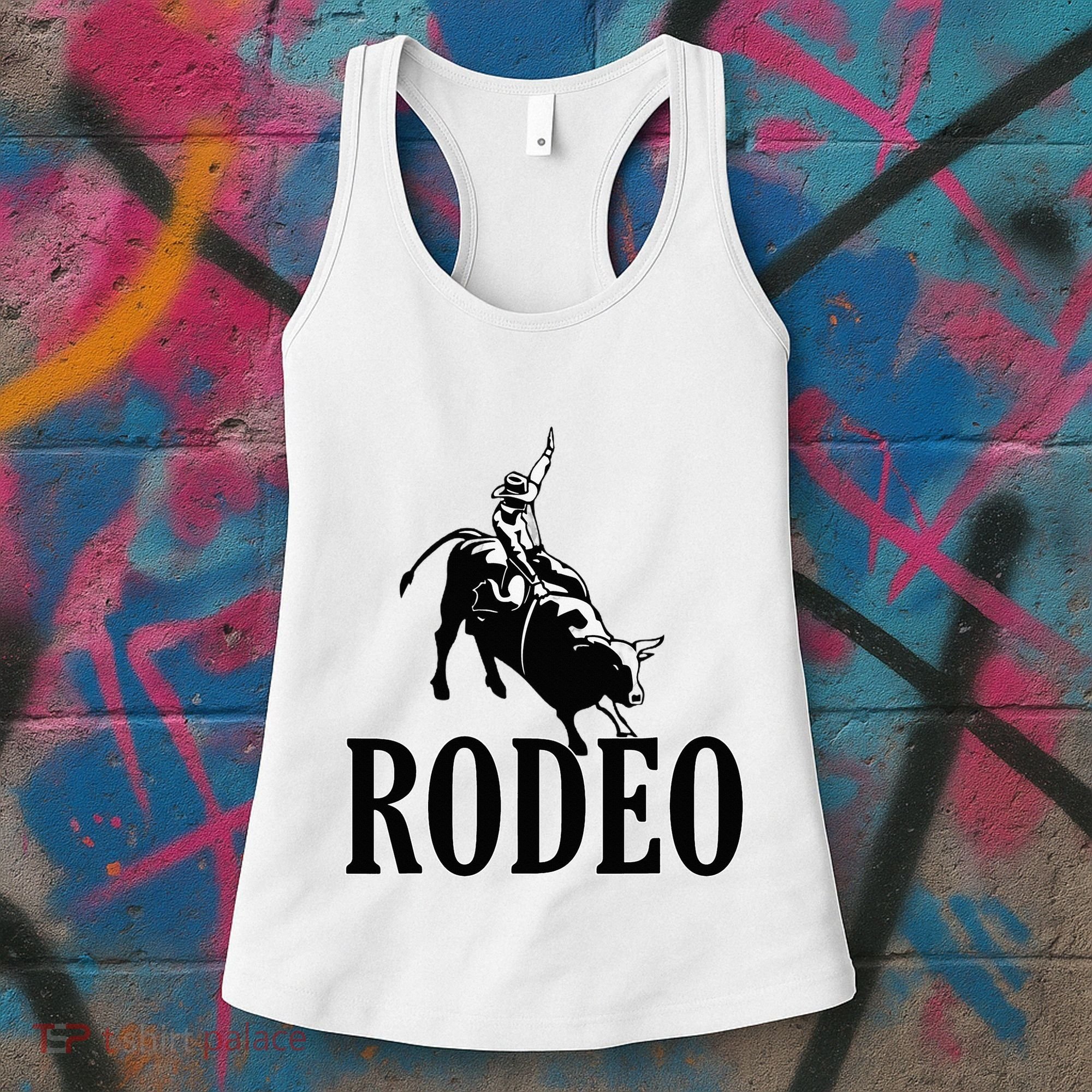 Rodeo Bull Rider Cowboy Riding A Bull At The Rodeo Women's Tank Top