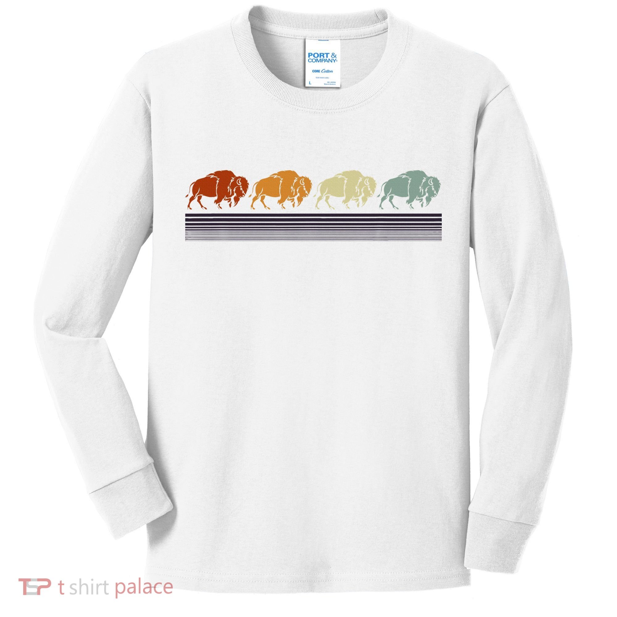 Retro Buffalo Kids Long Sleeve Shirt