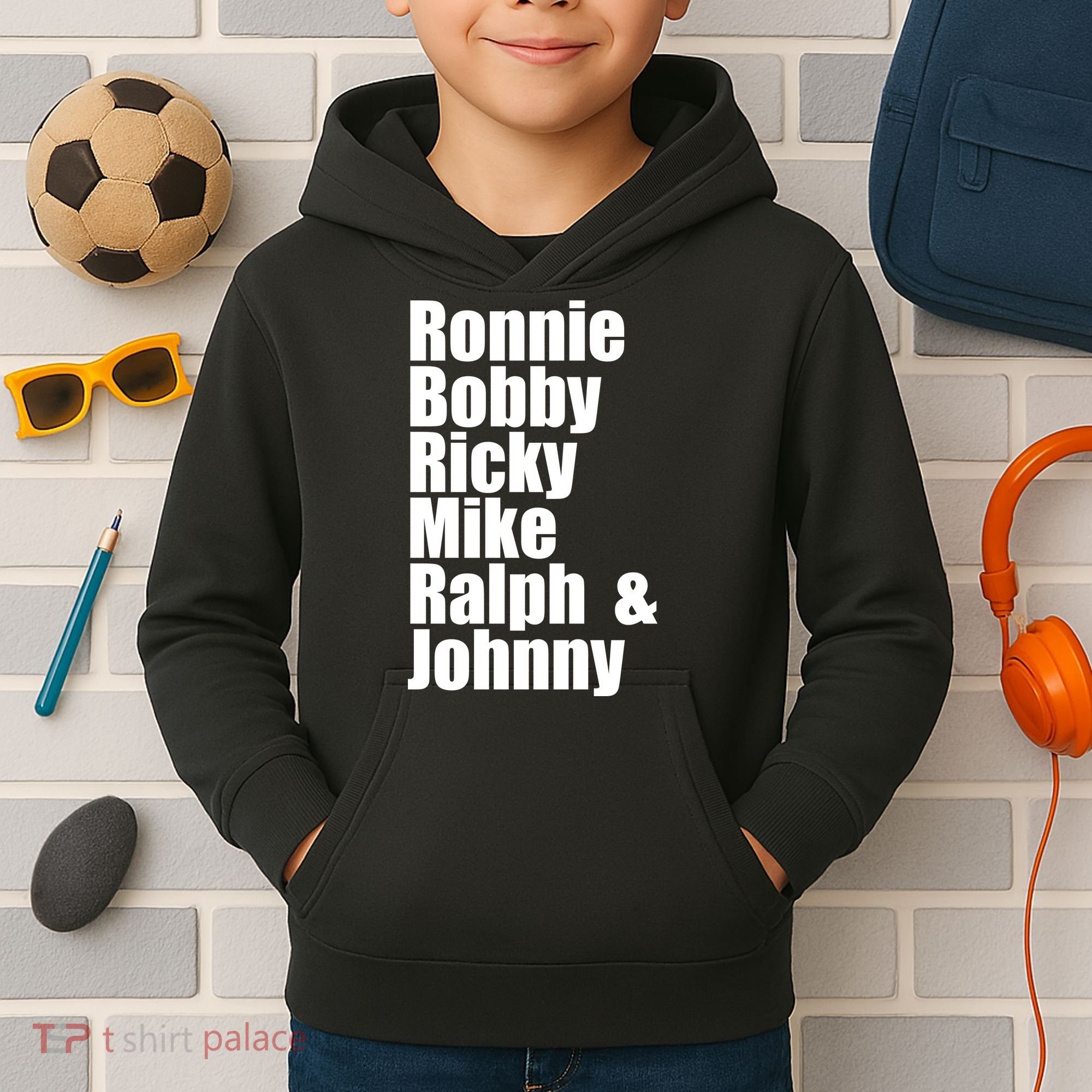 Ronnie Bobby Ricky Mike Ralph And Johnny Kids Hoodie