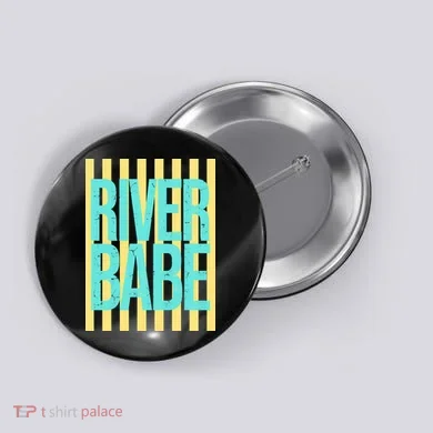 River Babe Retro Stripes Sunshine Button