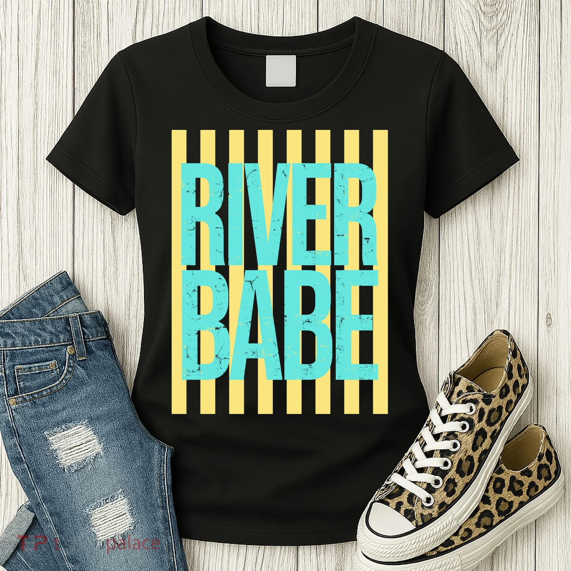 River Babe Retro Stripes Sunshine Women's T-Shirt