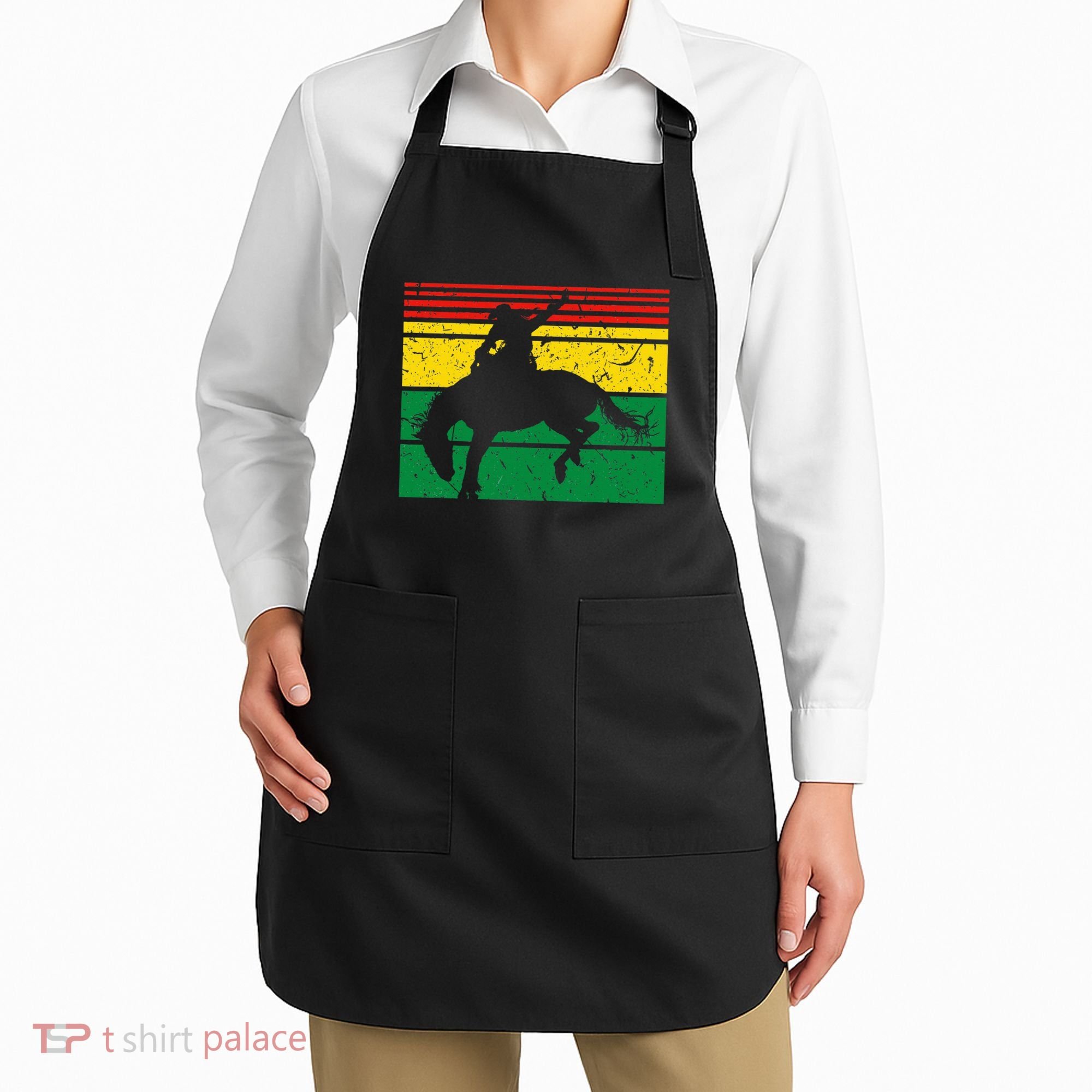 Rodeo Bronc Riding African American Cowgirl Graphic Apron