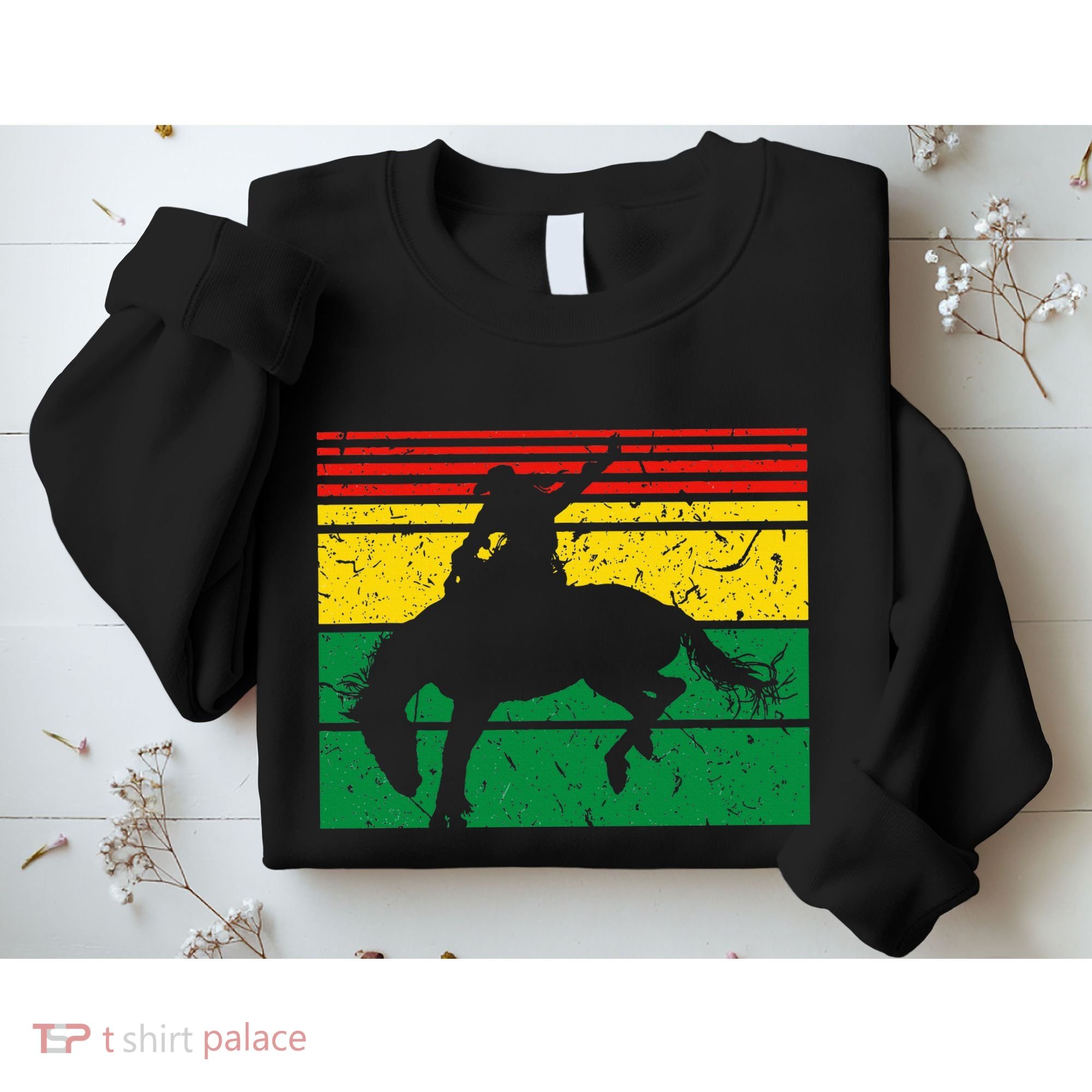 Rodeo Bronc Riding African American Cowgirl Graphic Sweatshirt