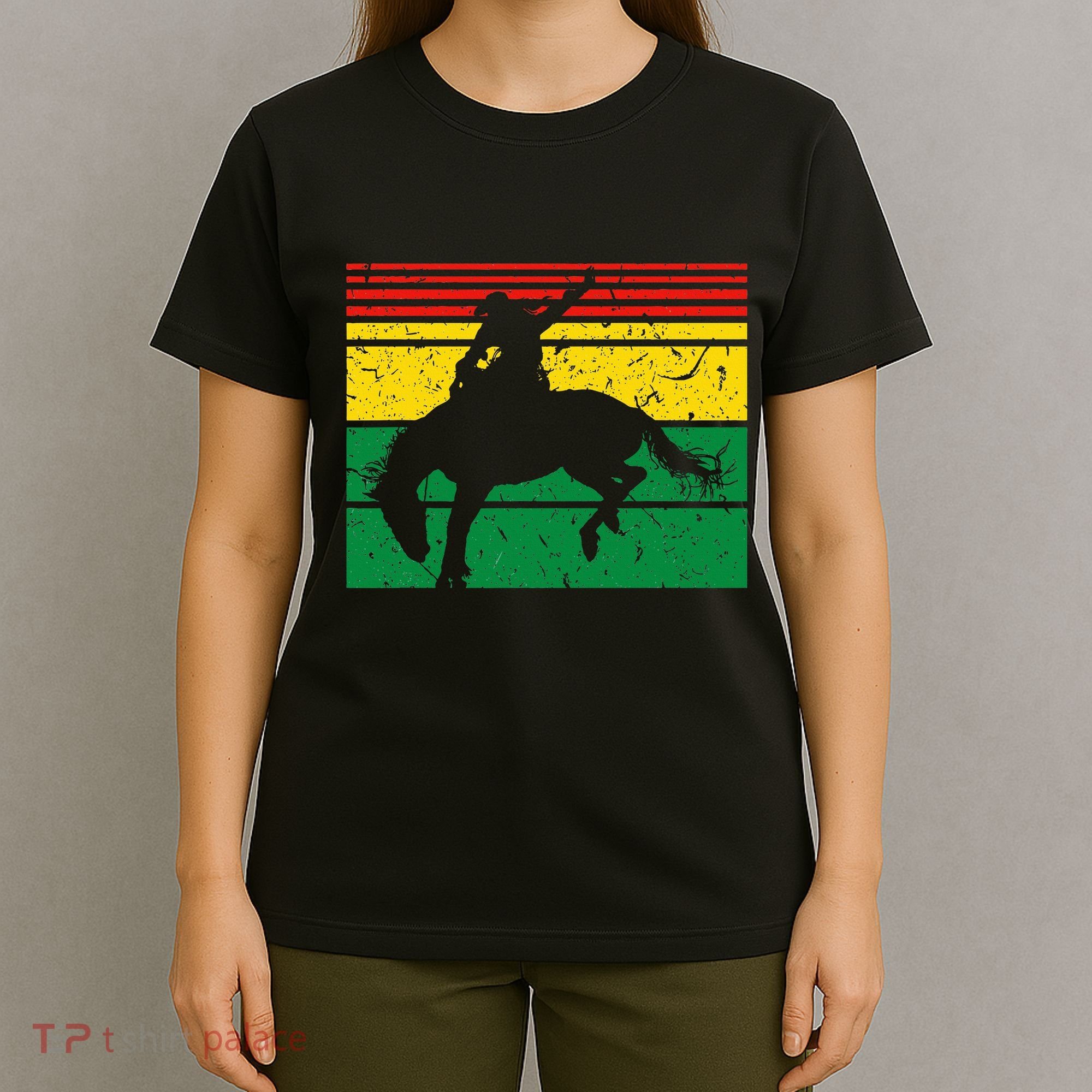 Rodeo Bronc Riding African American Cowgirl Graphic T-Shirt
