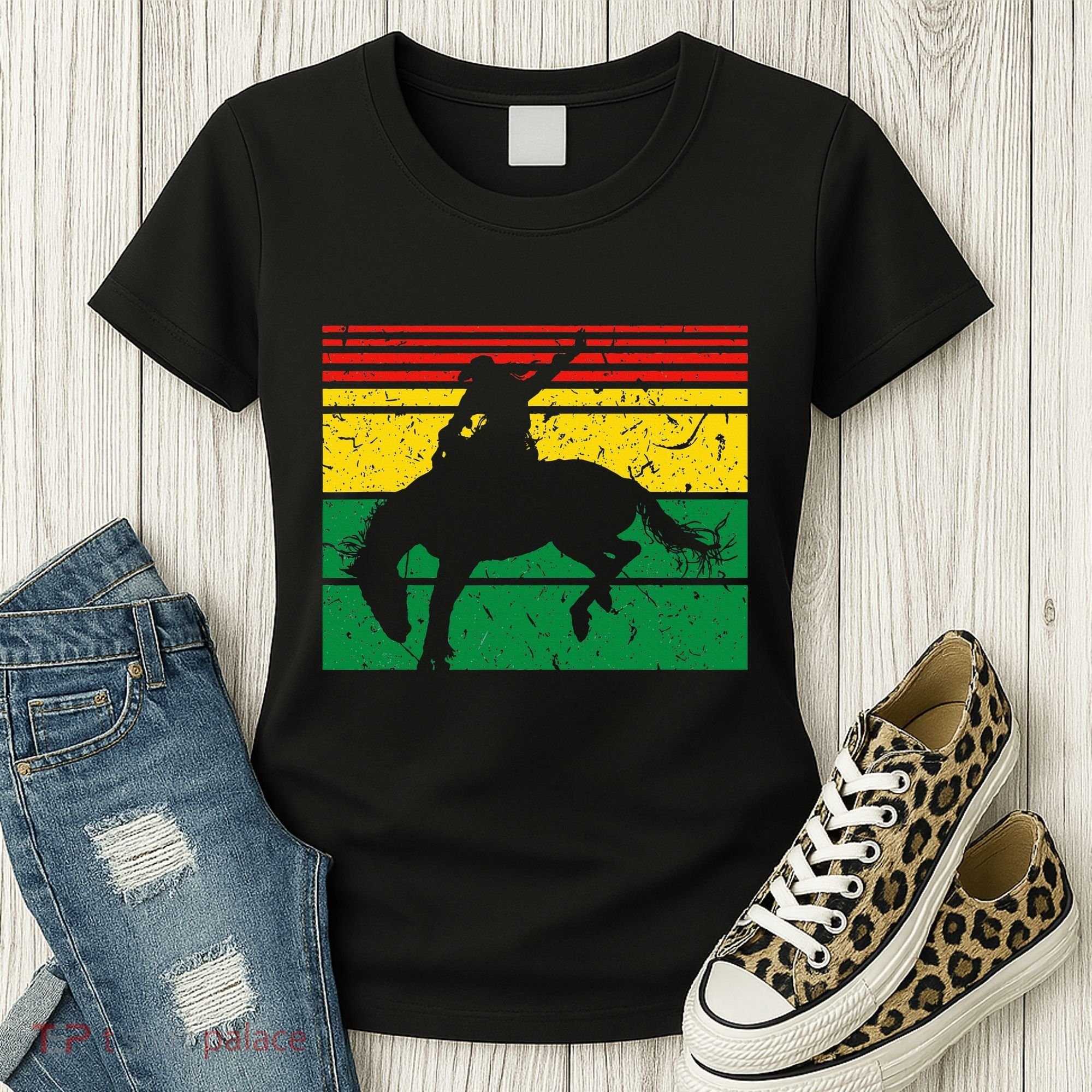 Rodeo Bronc Riding African American Cowgirl Graphic Women's T-Shirt