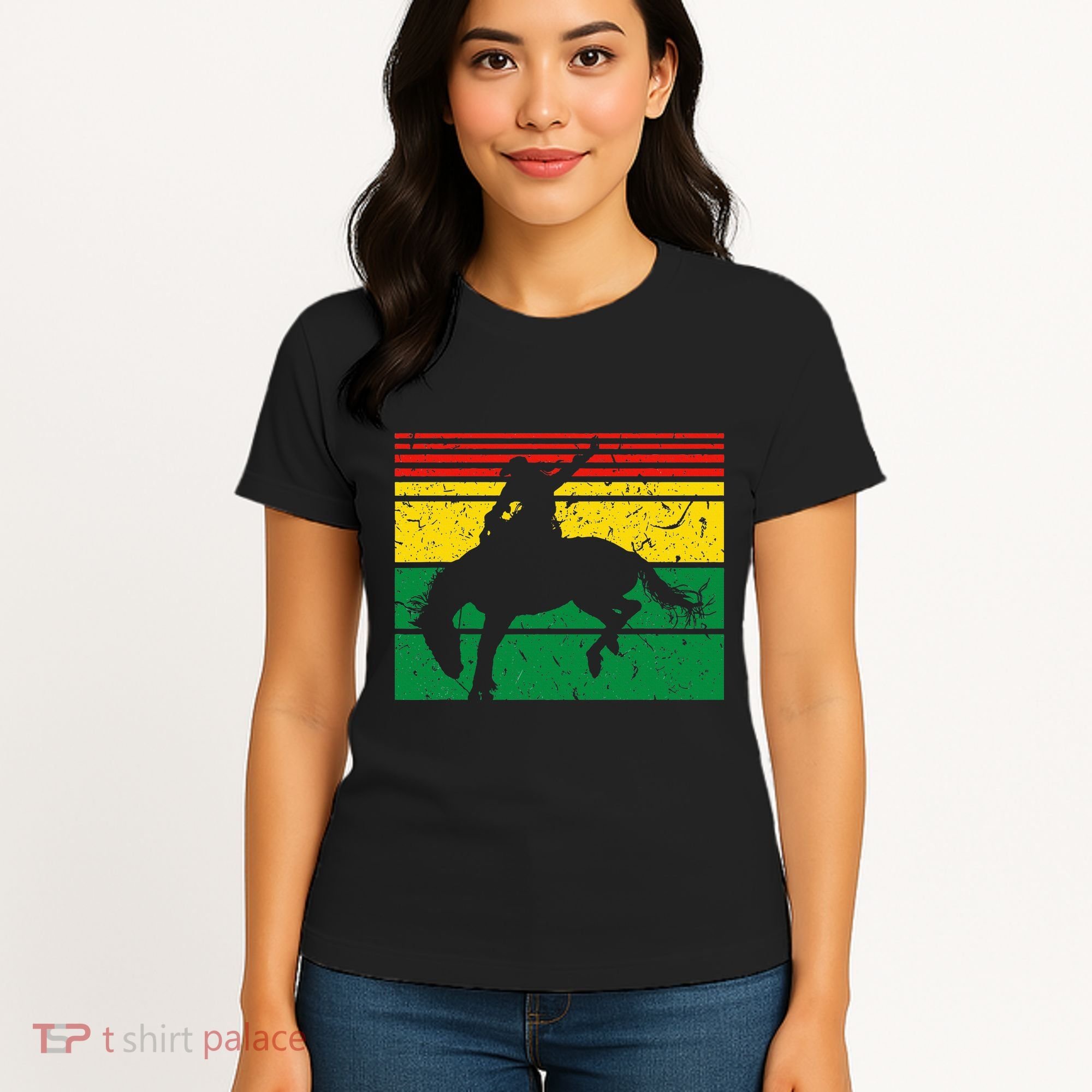 Rodeo Bronc Riding African American Cowgirl Graphic Women's T-Shirt