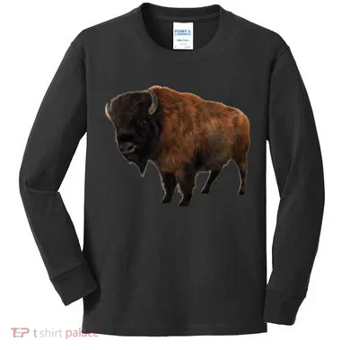 Realistic Bison Kids Long Sleeve Shirt