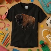 Realistic Bison Kids T-Shirt thumb 3