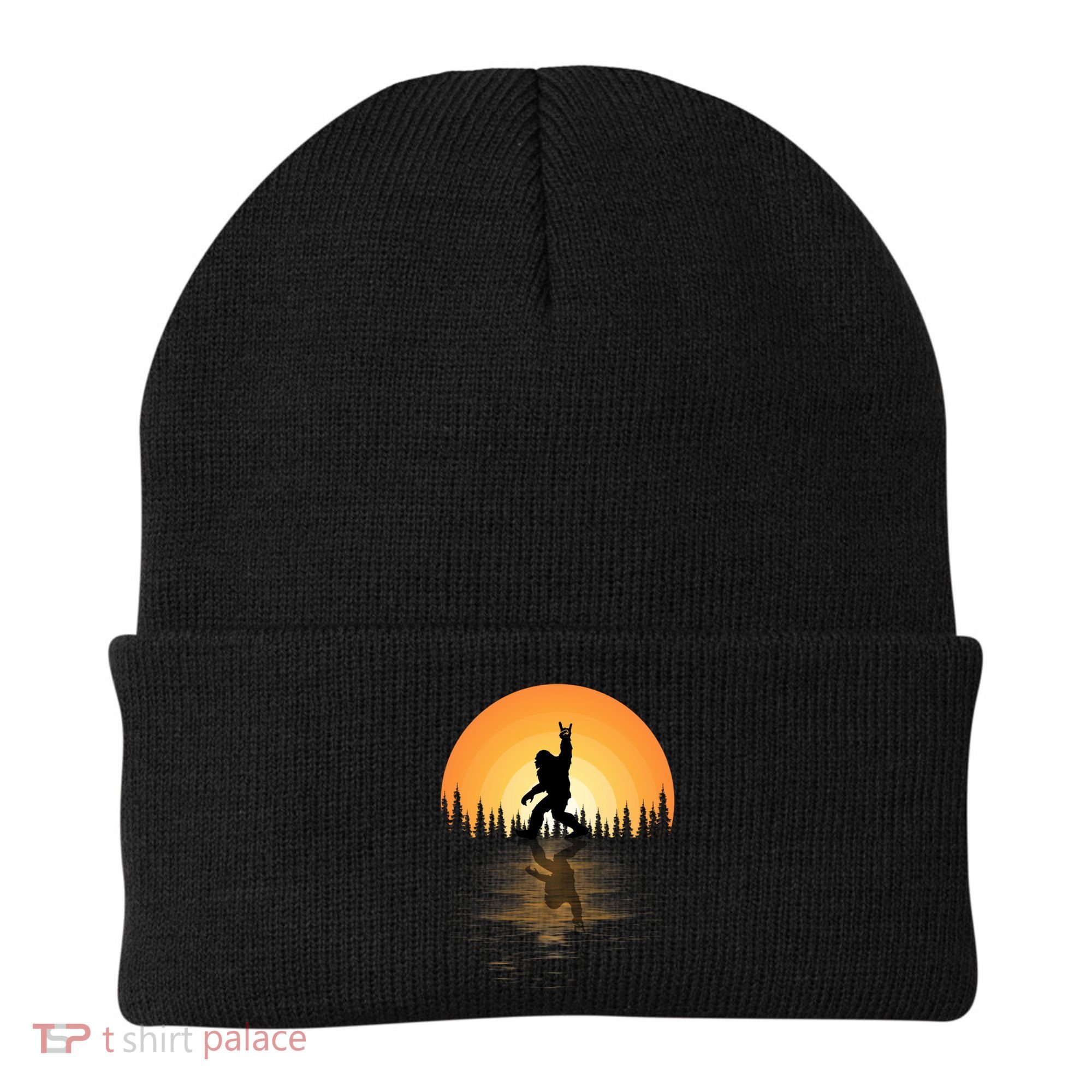 Retro Bigfoot Rock And Roll For Sasquatch Believers Funny Gift Beanie