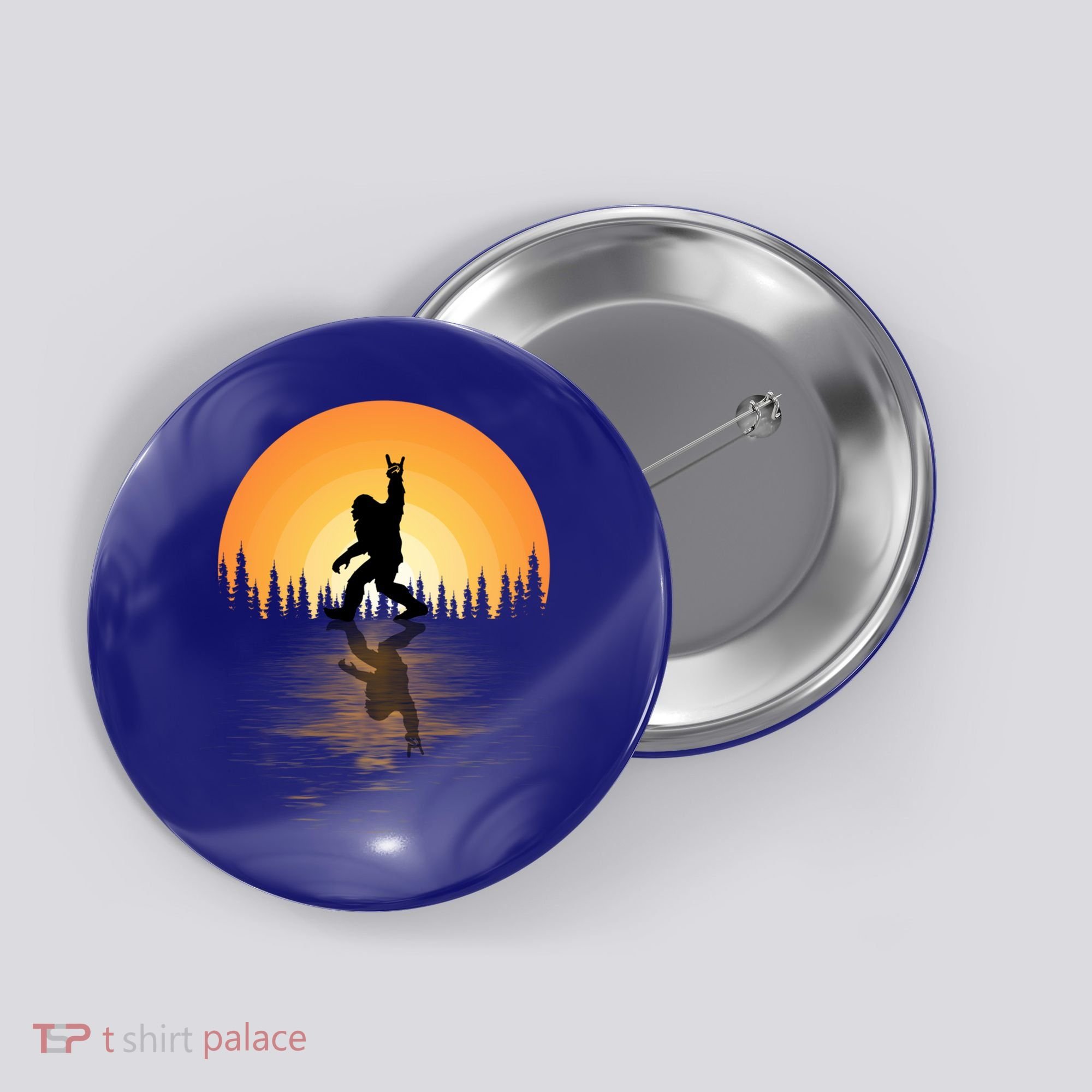 Retro Bigfoot Rock And Roll For Sasquatch Believers Funny Gift Button