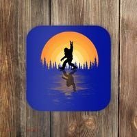 Retro Bigfoot Rock And Roll For Sasquatch Believers Funny Gift Coaster thumb 0