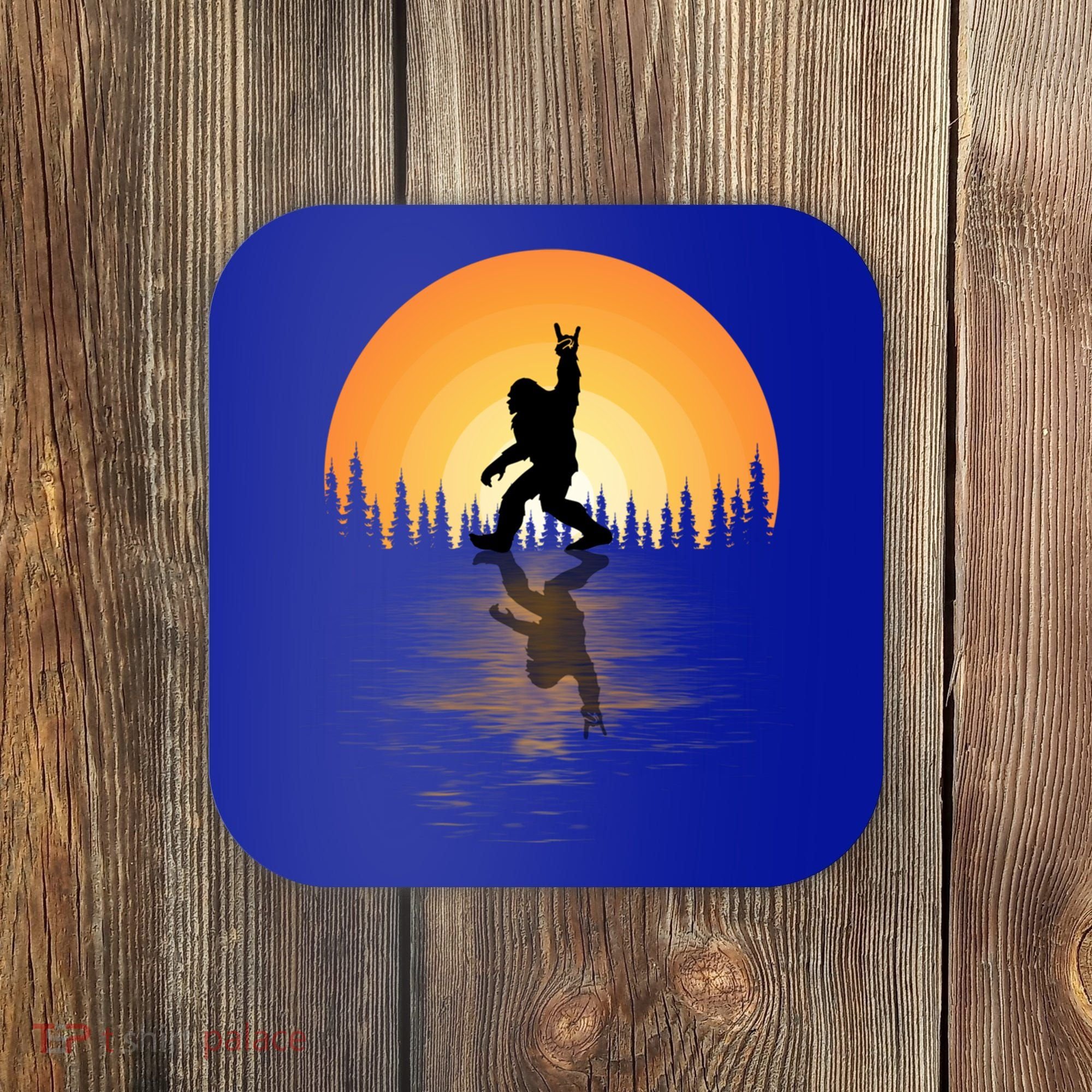 Retro Bigfoot Rock And Roll For Sasquatch Believers Funny Gift Coaster
